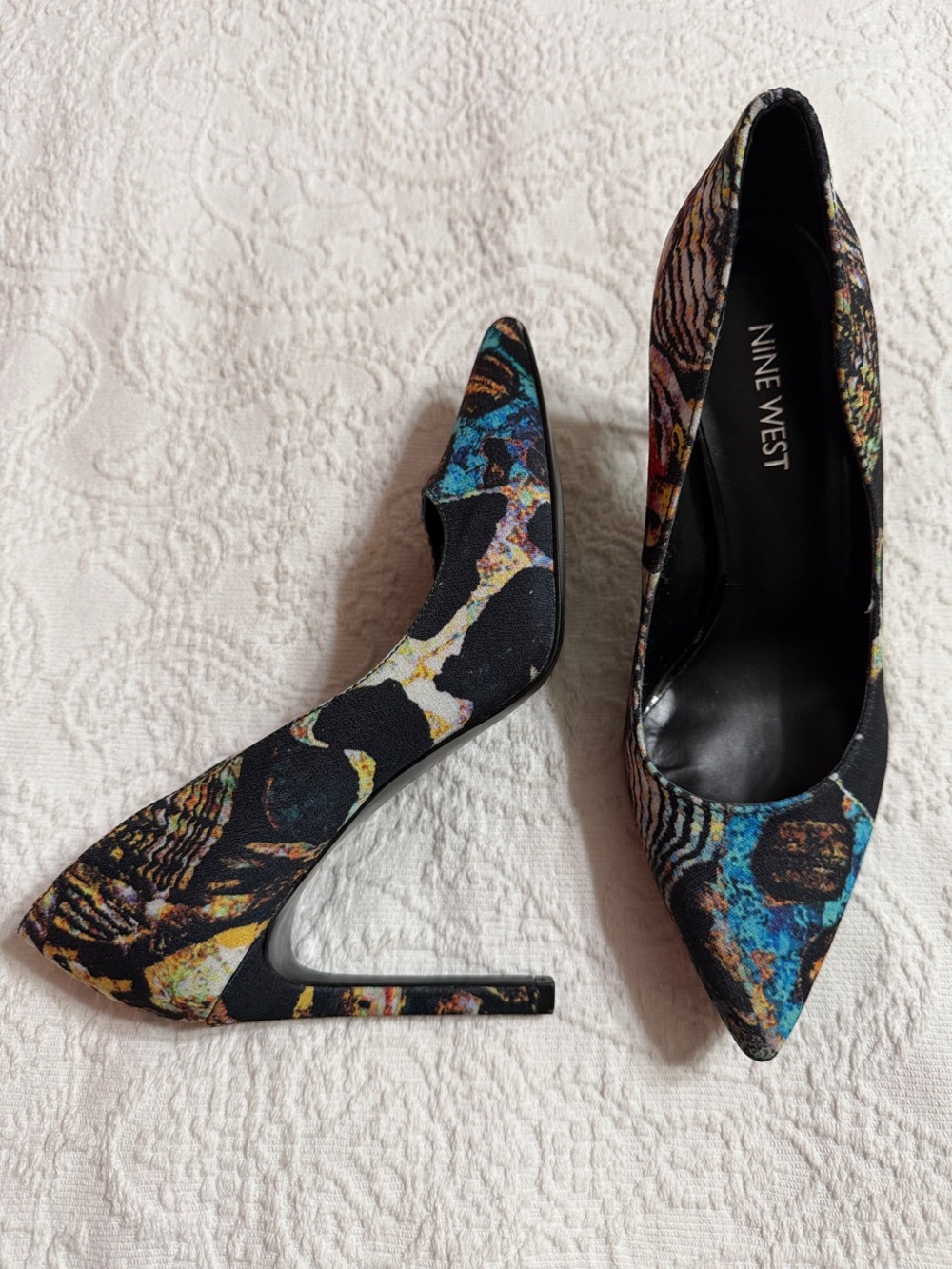 Nine West Pointed-Toe Stiletto Heels Size 6.5M Multicolor Patterned